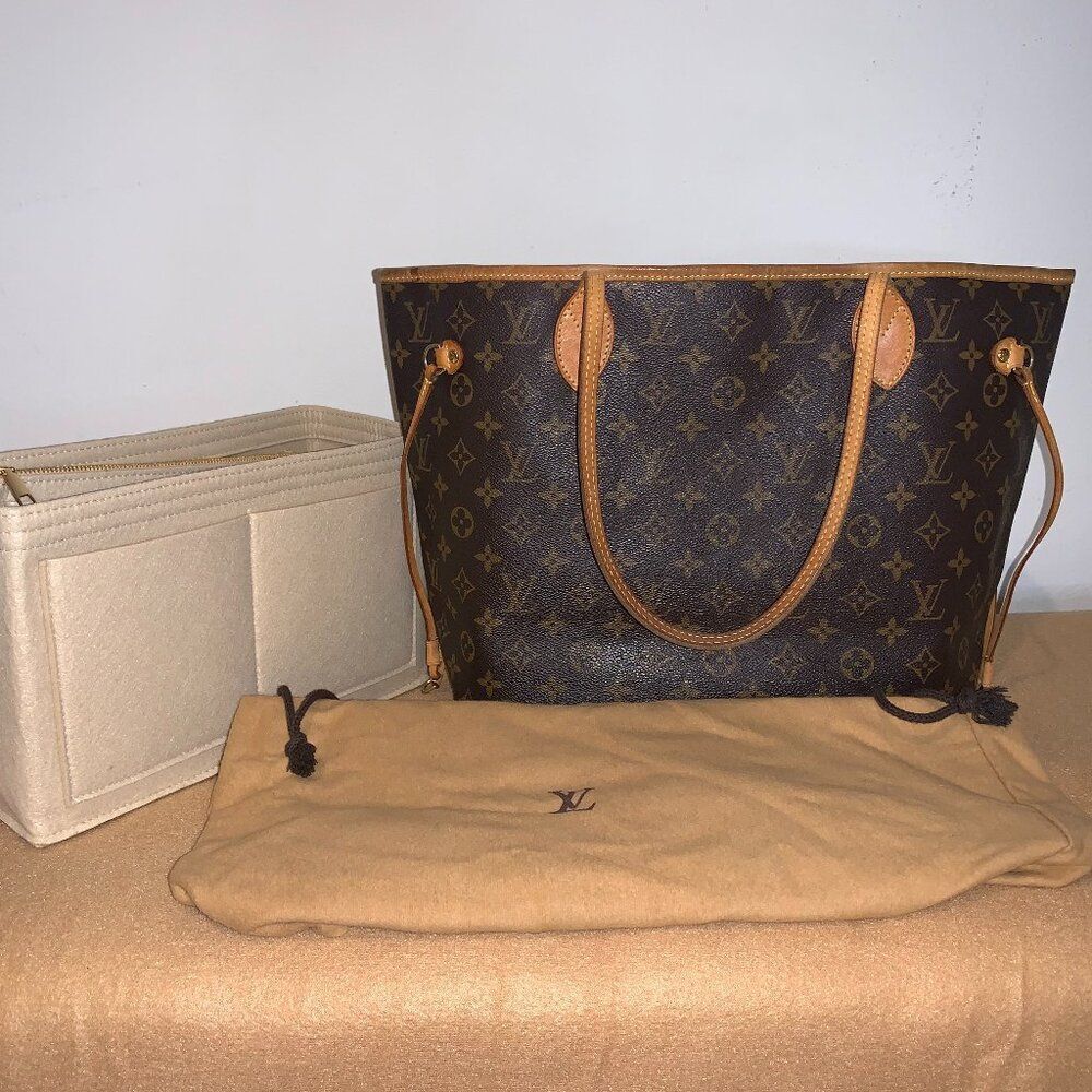 Authentic Louis Vuitton Neverfull MM Monogram Bag Tote Bag  + Dustbag Bundle